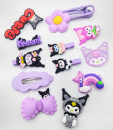 Pack of 12 Pcs BHLFRH Kawaii Anime Cartoon Cloud Hair Barrettes - Cute Flower Bow Claw Clips & Flat Hair Pins for Girls & Women